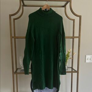 Green JCrew Turtleneck Sweater Dress